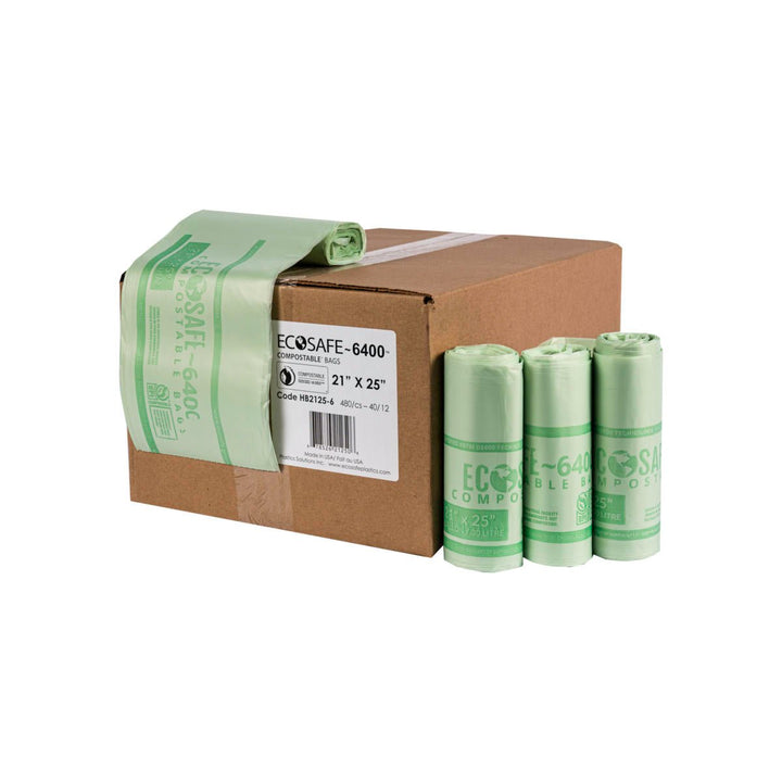 EcoSafe 8 Gal Compostable Bag/Liner - 21X25 Convenience (1-Roll Pack, QTY:12)