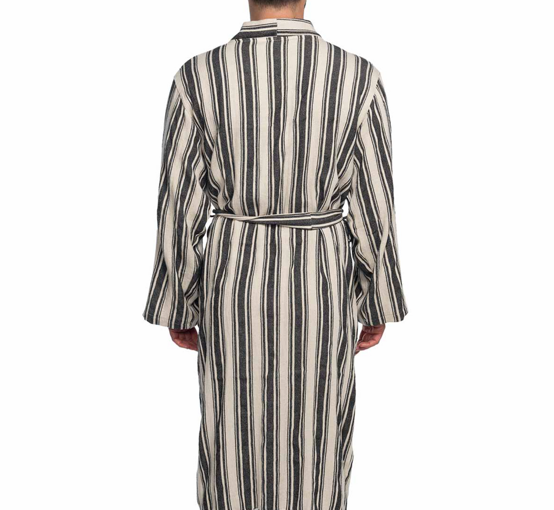 Cotton Linen Blend Kimono Bathrobe – Lightweight Unisex Robe
