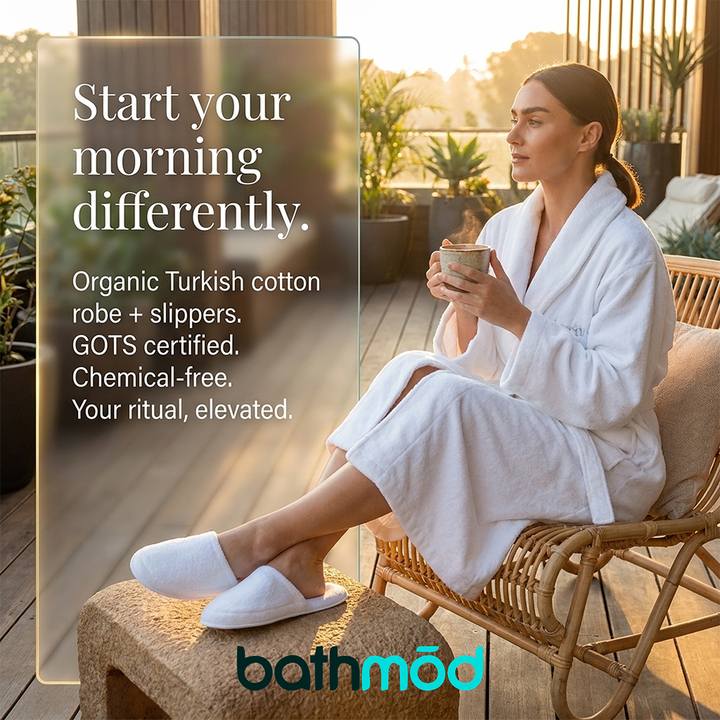 Luxury Organic Bathrobe &amp; Slipper Set