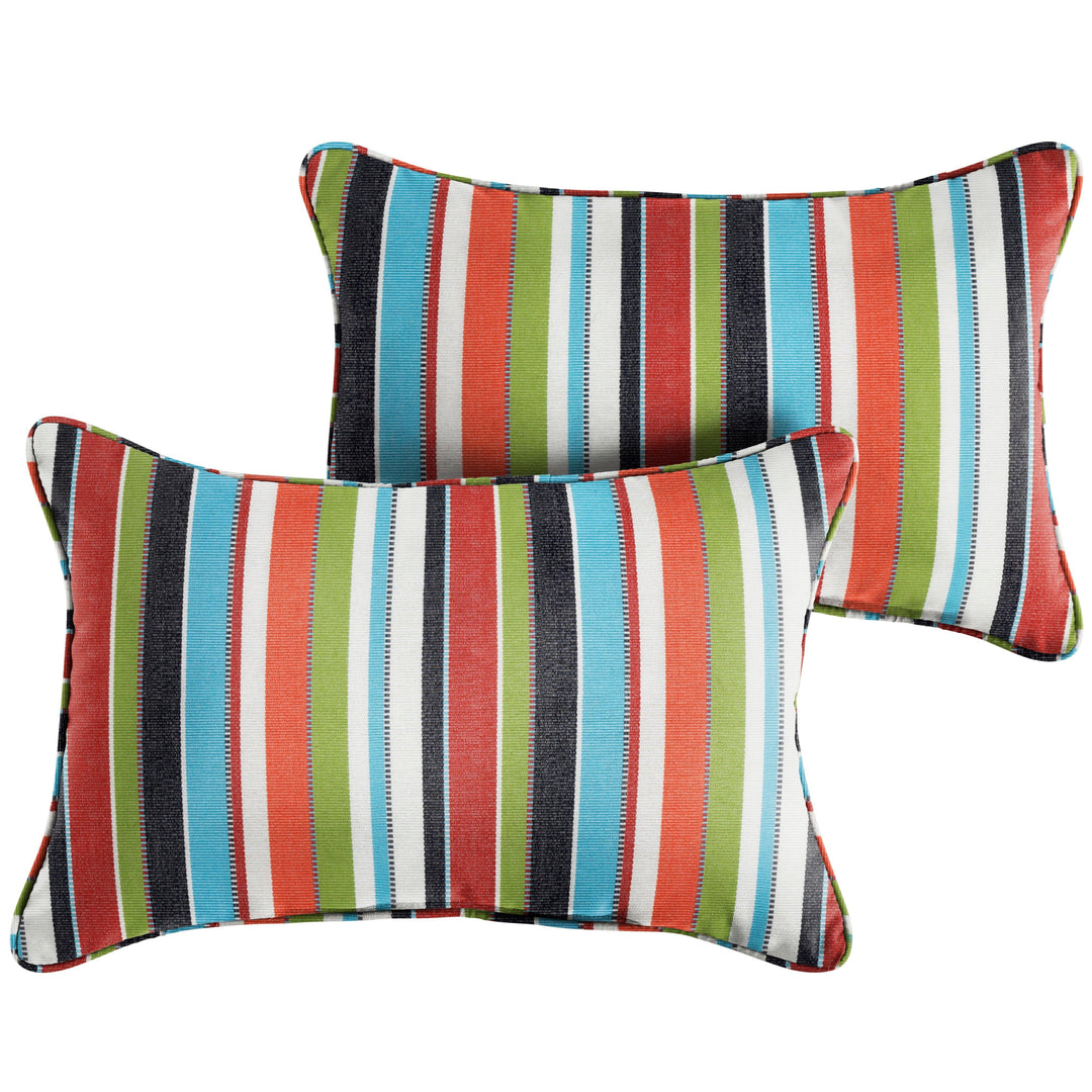 Sunbrella Carousel Lumbar Corded Pillow (Set of 2) - Comes in 5 Sizes- Made in the U.S.A