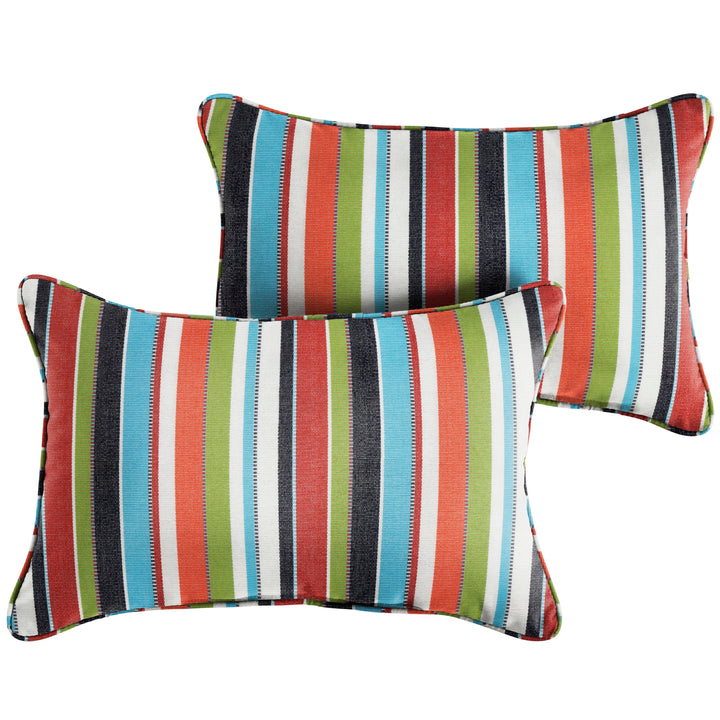 Sunbrella Carousel Lumbar Corded Pillow (Set of 2) - Comes in 5 Sizes- Made in the U.S.A