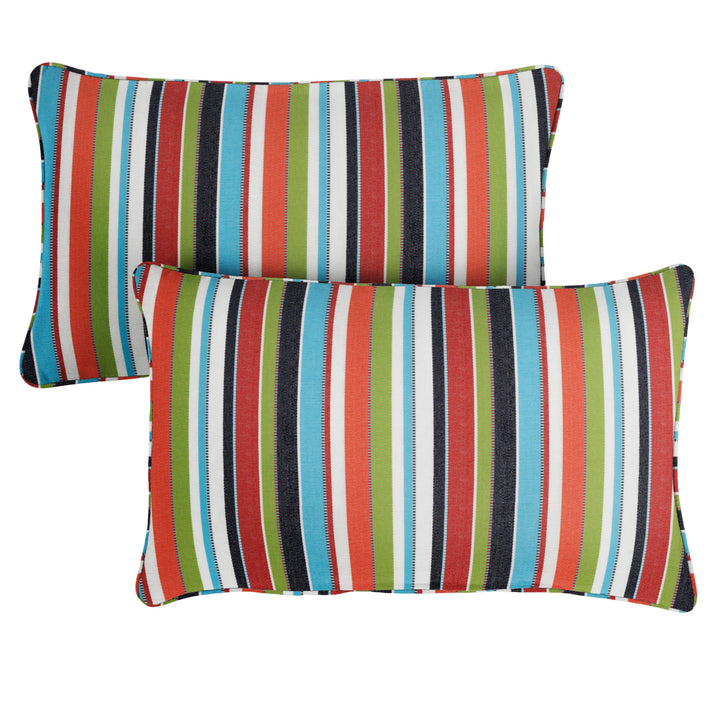 Sunbrella Carousel Lumbar Corded Pillow (Set of 2) - Comes in 5 Sizes- Made in the U.S.A