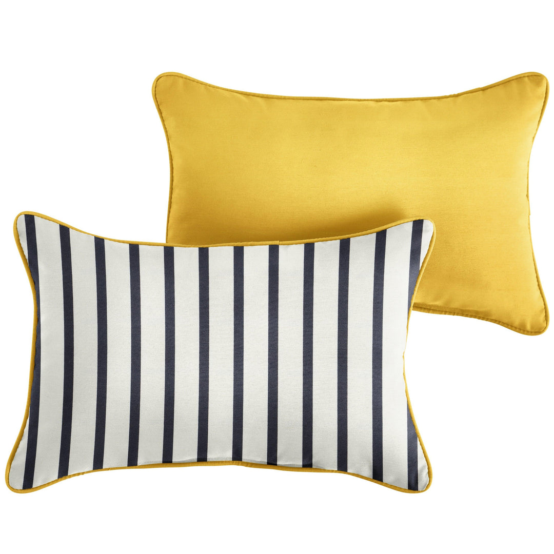 Sunbrella Lido with Contrast Cording Lumbar Corded Pillow (Set of 2) - Comes in 3 sizes/ 4 Different Color Combinations
