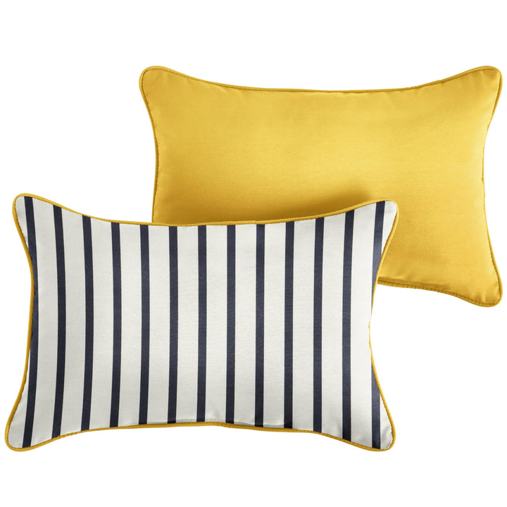 Sunbrella Lido with Contrast Cording Lumbar Corded Pillow (Set of 2) - Comes in 3 sizes/ 4 Different Color Combinations