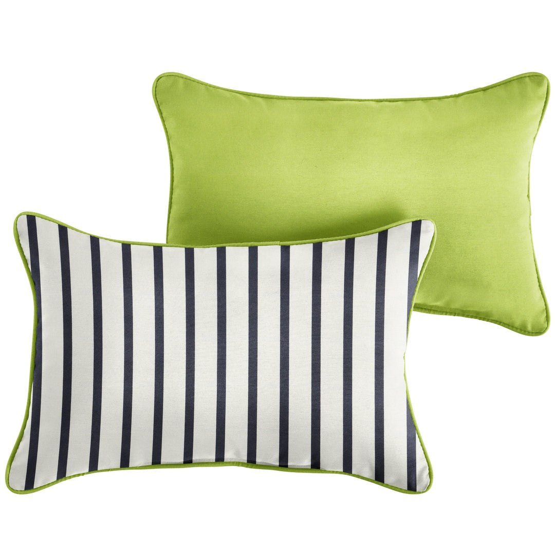 Sunbrella Lido with Contrast Cording Lumbar Corded Pillow (Set of 2) - Comes in 3 sizes/ 4 Different Color Combinations