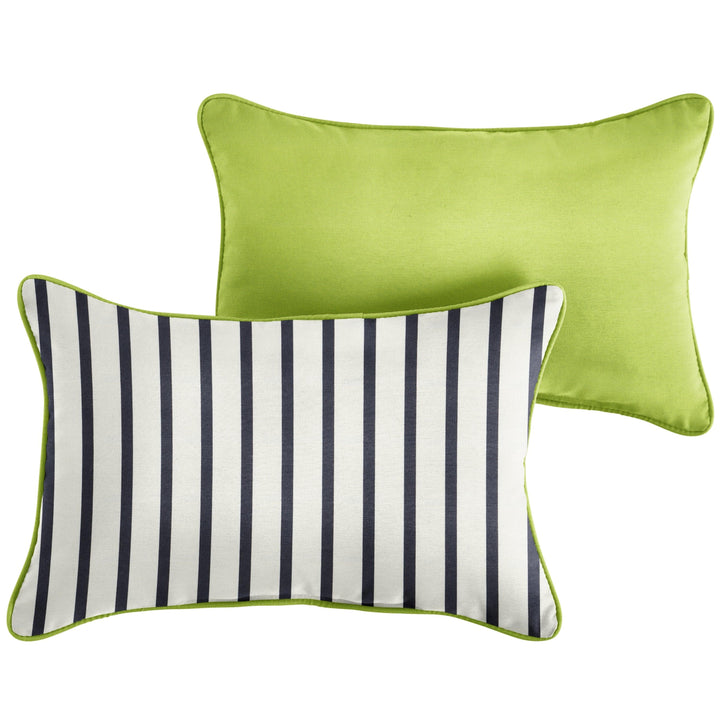 Sunbrella Lido with Contrast Cording Lumbar Corded Pillow (Set of 2) - Comes in 3 sizes/ 4 Different Color Combinations