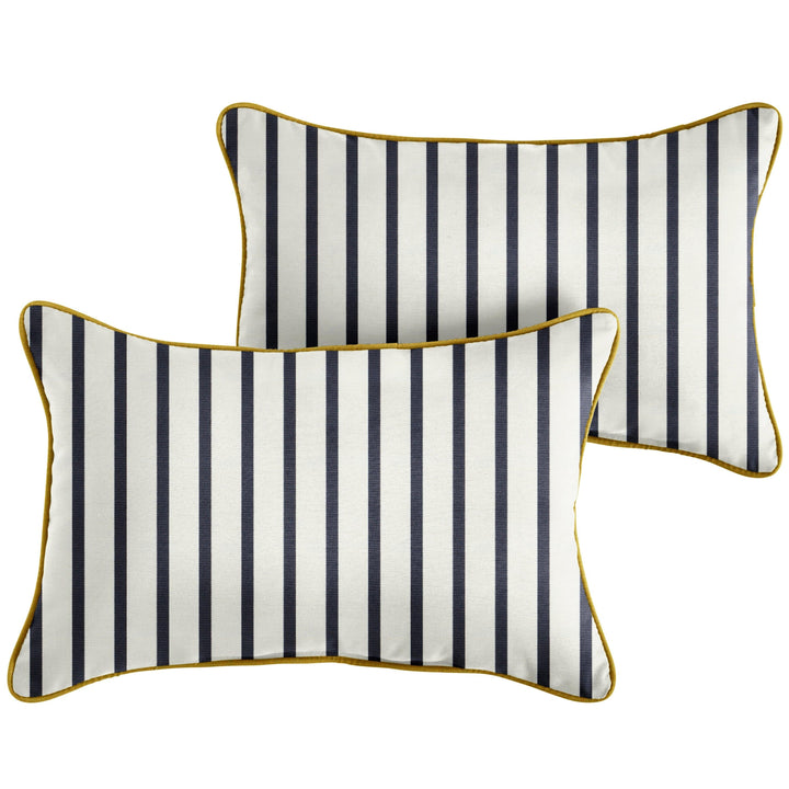 Sunbrella Lido with Contrast Cording Lumbar Corded Pillow (Set of 2) - Comes in 3 sizes/ 4 Different Color Combinations