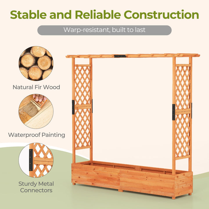 Raised Garden Bed with Arch Trellis and Hanging Roof-Orange
