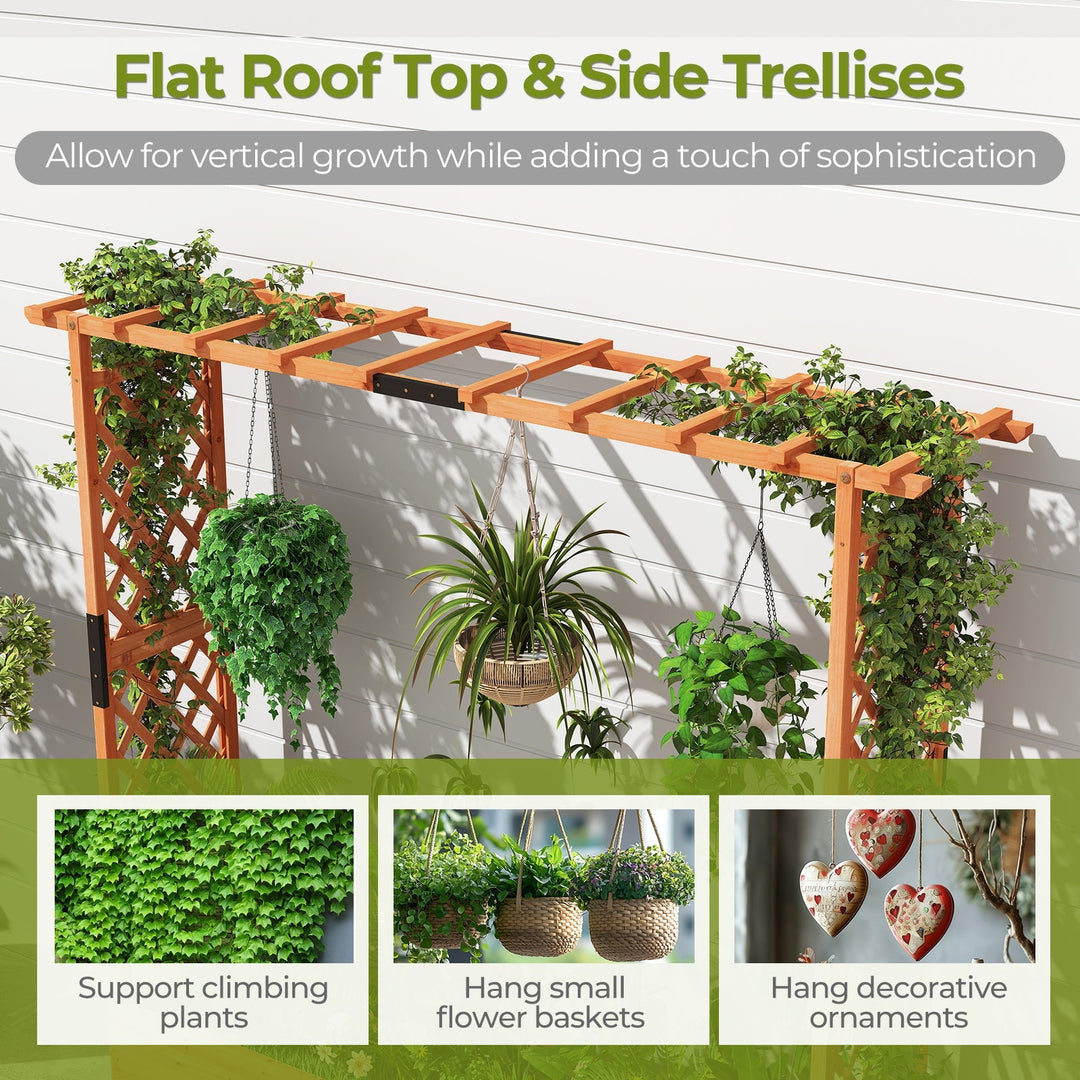 Raised Garden Bed with Arch Trellis and Hanging Roof-Orange