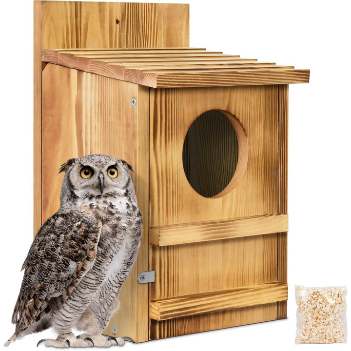 Outdoor Wooden Screech Owl BirdHouse for Mounting - Made in the U.S.A