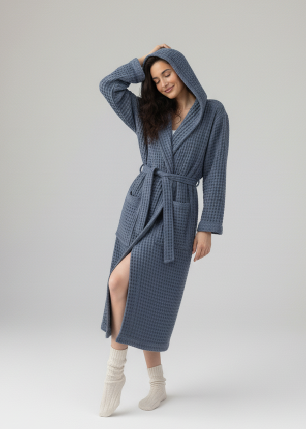 Organic Turkish Cotton Waffle Bathrobe – Lightweight Spa Robe for Men &amp; Women