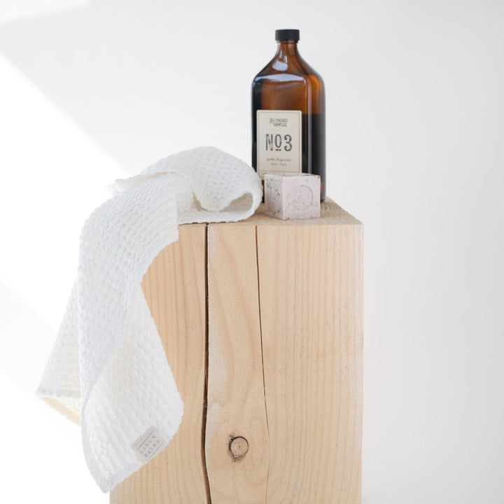 Linen Tales White Linen &amp; Cotton Honeycomb Waffle Towel