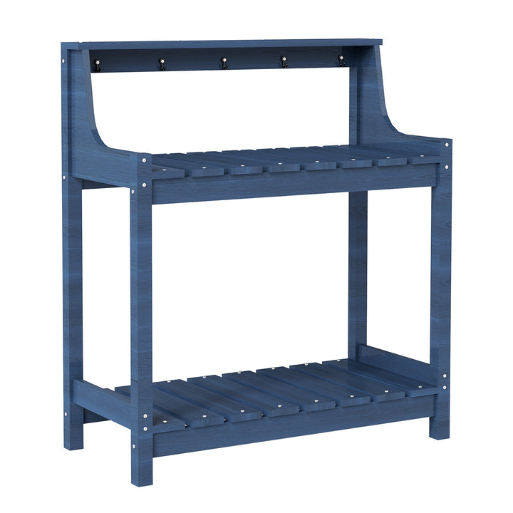 Potting Benches for Outside, HDPE Garden Potting Table with Storage