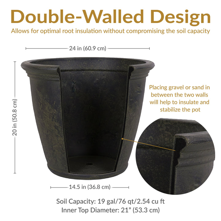 Anjelica Polyresin Large Round Outdoor Planter