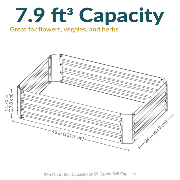 Galvanized Steel Raised Garden Bed - Rectangle - 48"