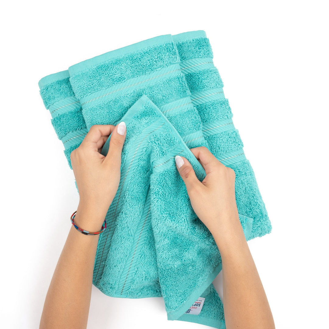 American Soft Linen 100%  Cotton Turkish Towels, 4 Pack Hand Towel Set, Super Soft, Absorbent, Quick Dry Premium Towels