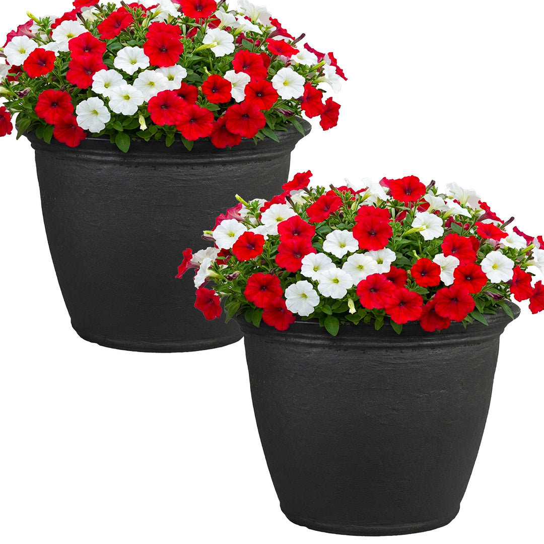Anjelica Polyresin Large Round Outdoor Planter