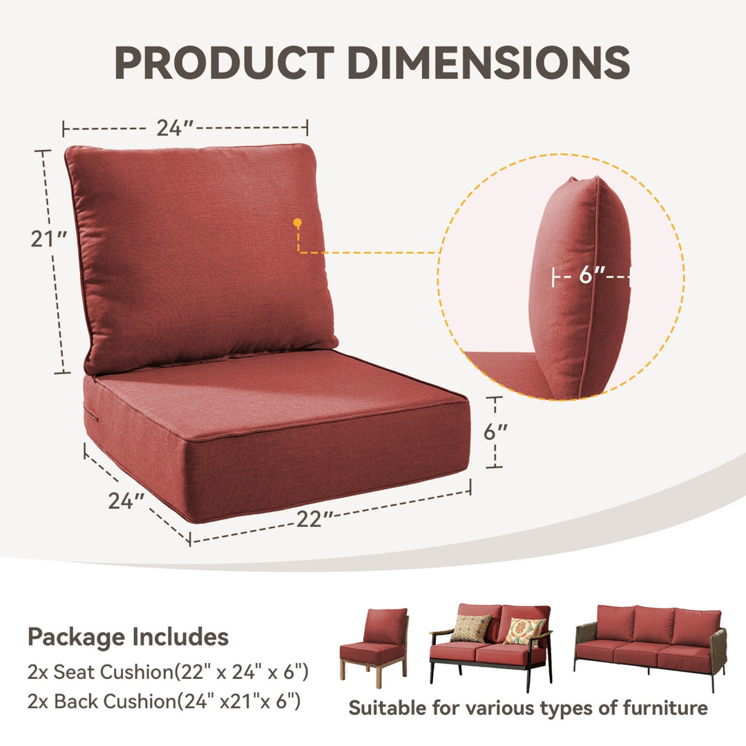 6-Inch Thicker Outdoor Chair Cushion Set - Red