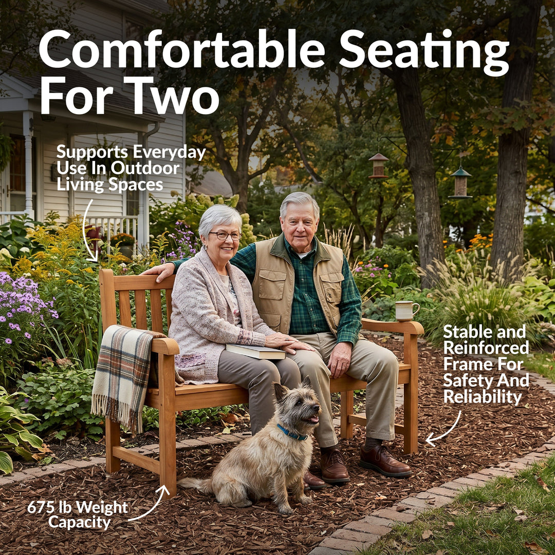 2-Person Teak Patio Bench for Outside