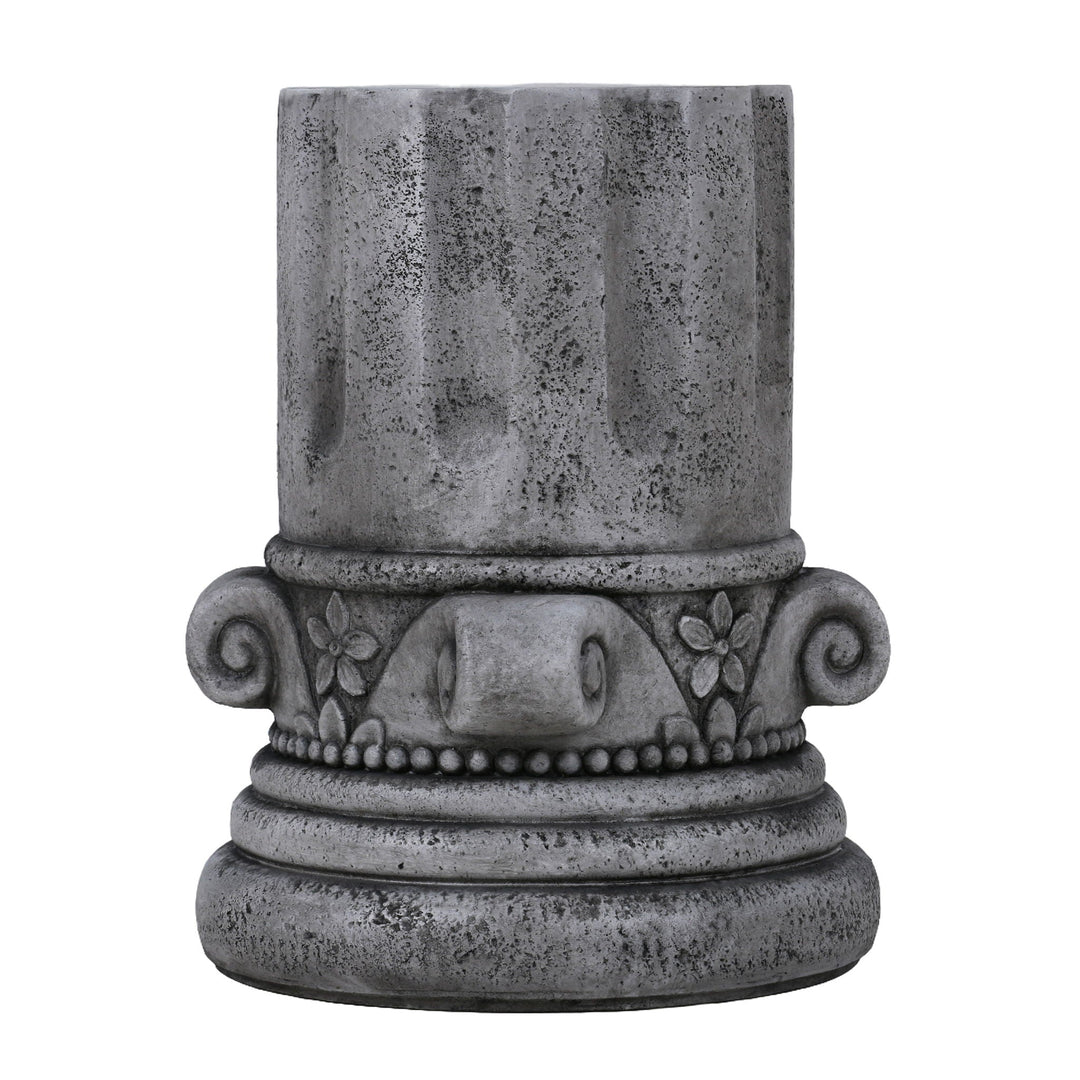 Outdoor End Table, Round Side Table For Patio And Garden - Antique Gray