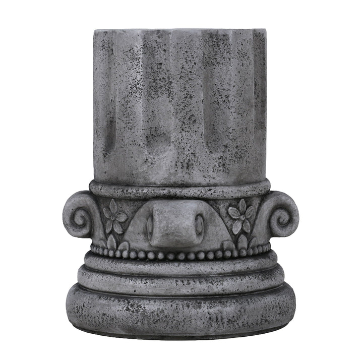 Outdoor End Table, Round Side Table For Patio And Garden - Antique Gray