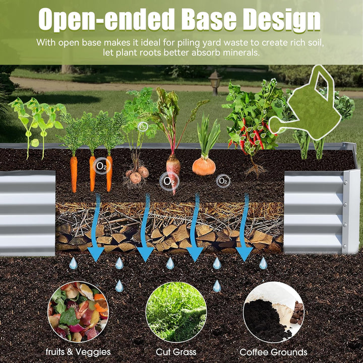 Galvanized Raised Garden Bed - 6 ft x 3 ft. x 1 ft
