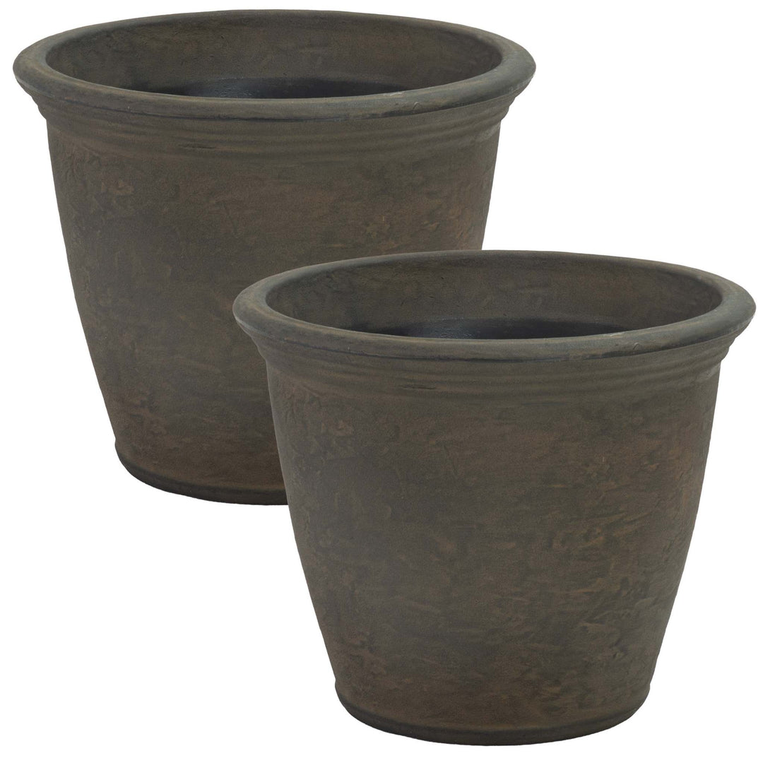 Anjelica Polyresin Large Round Outdoor Planter