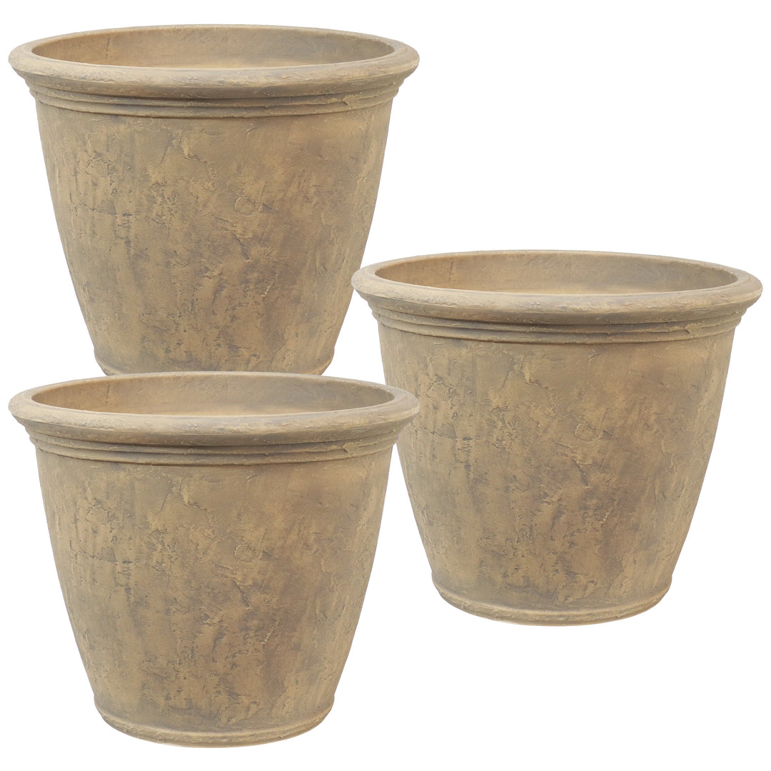 Anjelica Polyresin Large Round Outdoor Planter