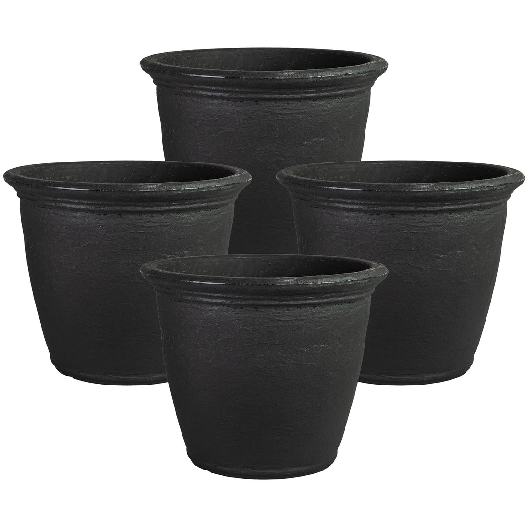 Anjelica Polyresin Large Round Outdoor Planter