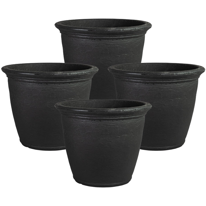 Anjelica Polyresin Large Round Outdoor Planter
