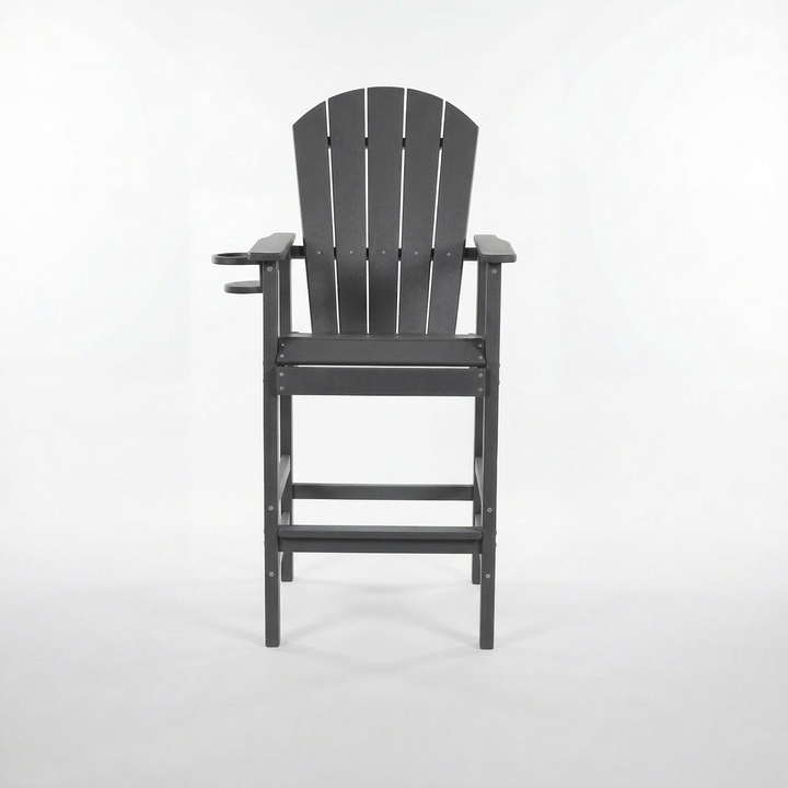 HDPE Bar Height Adirondack Chair with Cup Holder - Gray