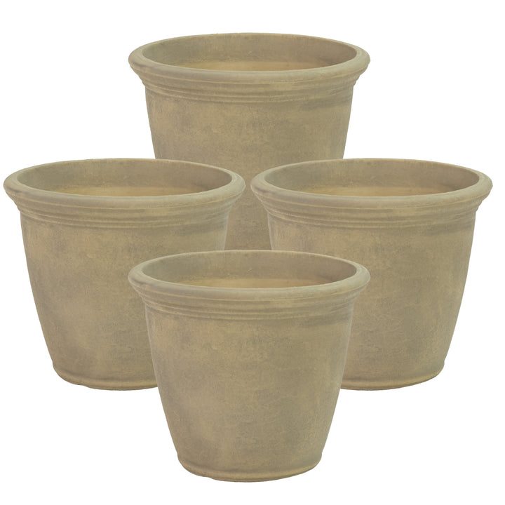 Anjelica Polyresin Large Round Outdoor Planter