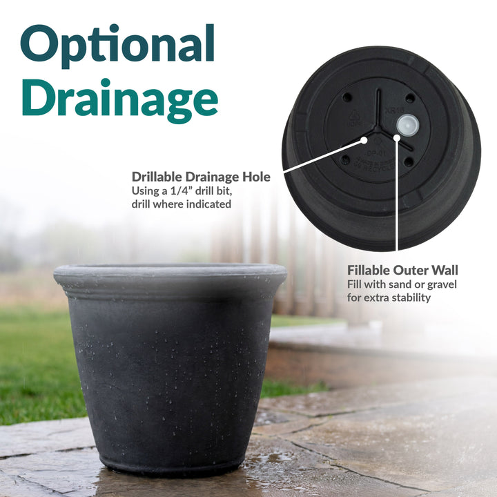 Anjelica Polyresin Large Round Outdoor Planter