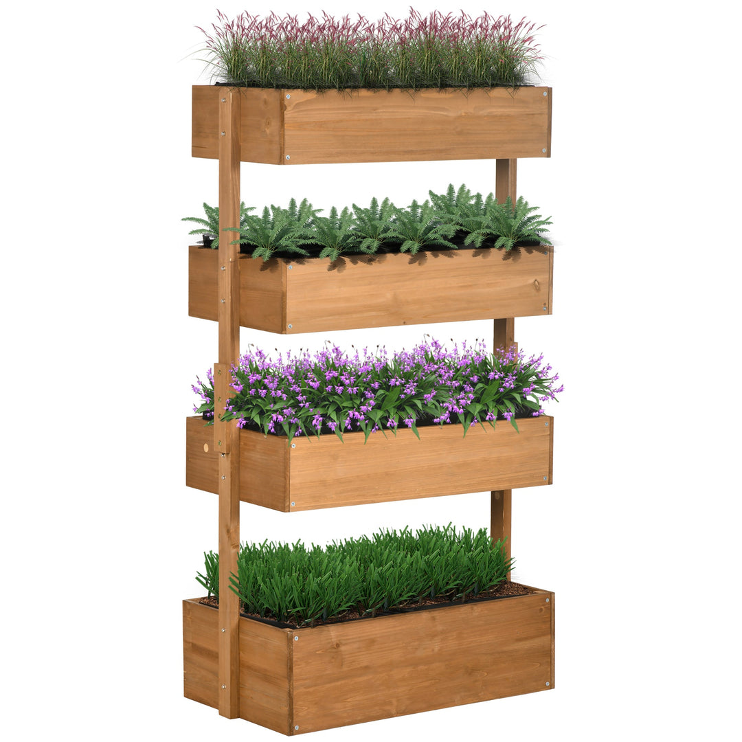 Outsunny Vertical Garden Planter, Wooden 4 Tier Planter Box