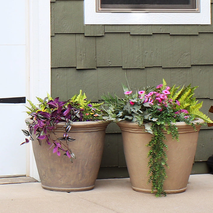 Anjelica Polyresin Large Round Outdoor Planter