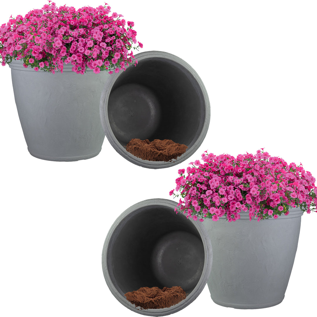 Anjelica Polyresin Large Round Outdoor Planter