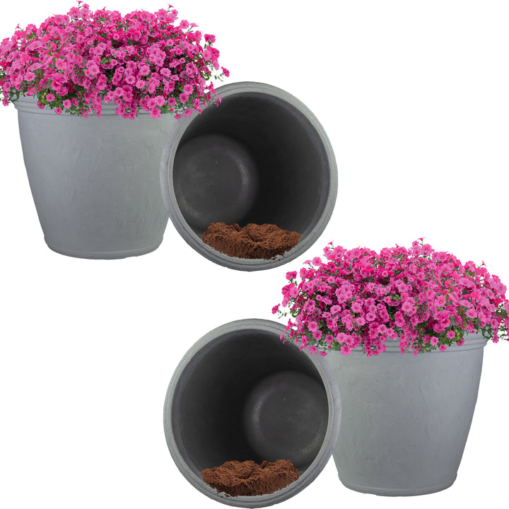 Anjelica Polyresin Large Round Outdoor Planter