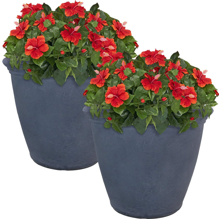 Anjelica Polyresin Large Round Outdoor Planter