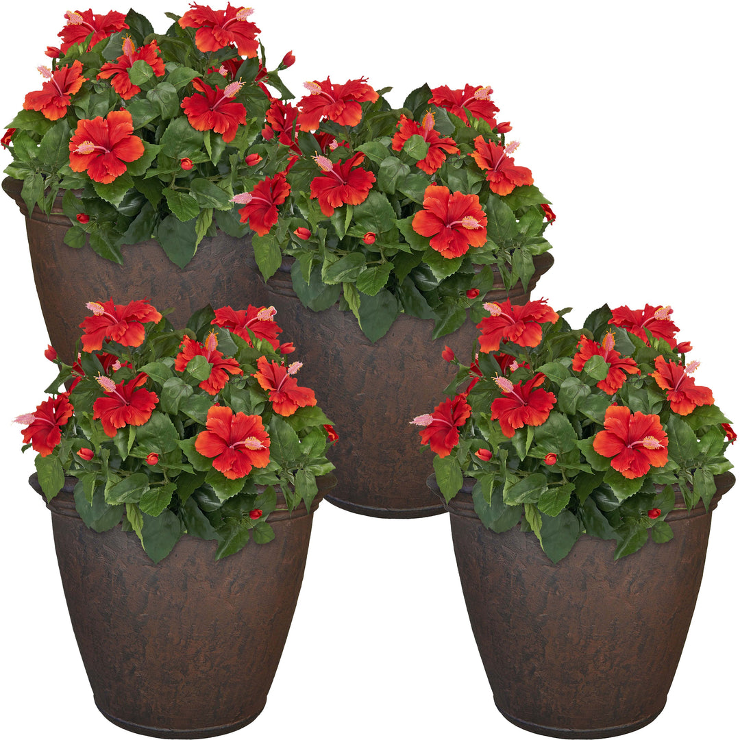 Anjelica Polyresin Large Round Outdoor Planter