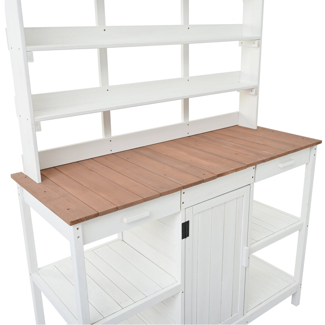 Topmax 66" Large Outdoor Farmhouse Wooden Potting Bench Table