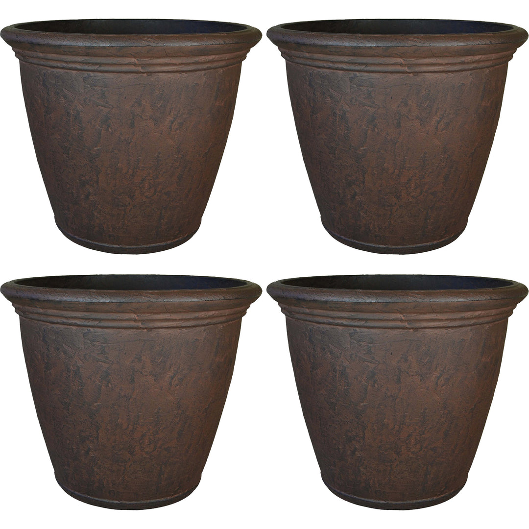 Anjelica Polyresin Large Round Outdoor Planter