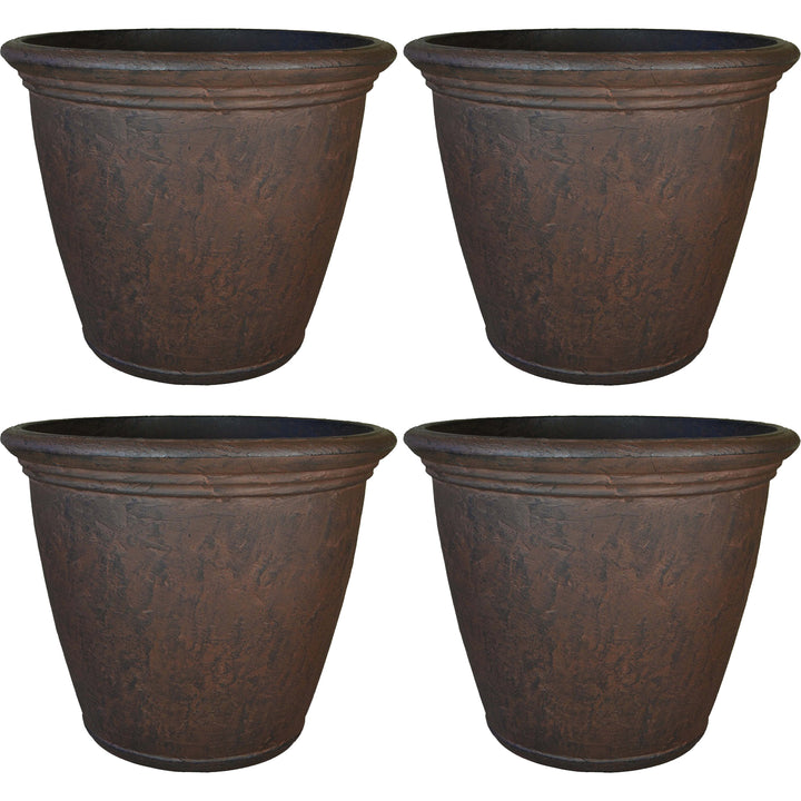 Anjelica Polyresin Large Round Outdoor Planter