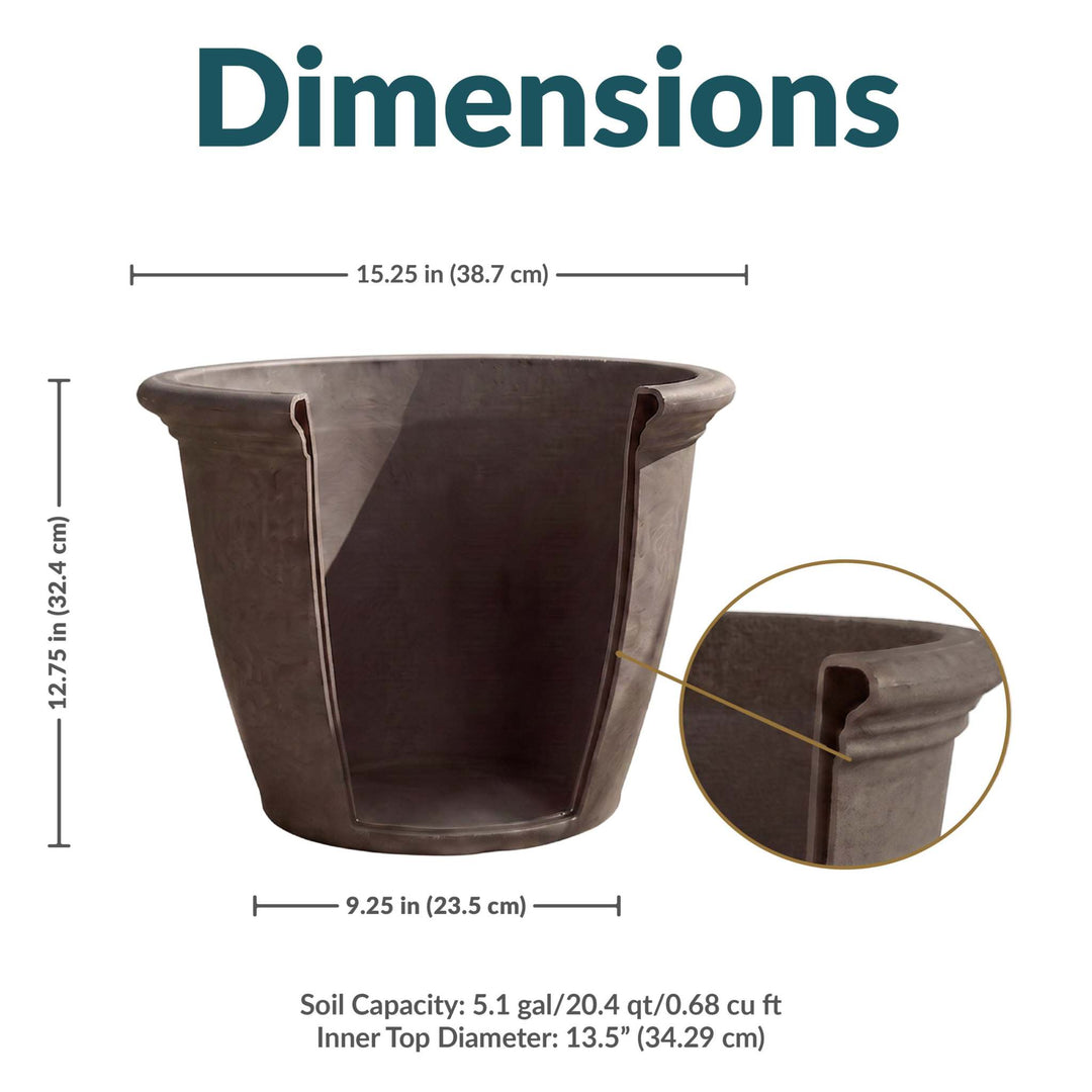 Anjelica Polyresin Large Round Outdoor Planter