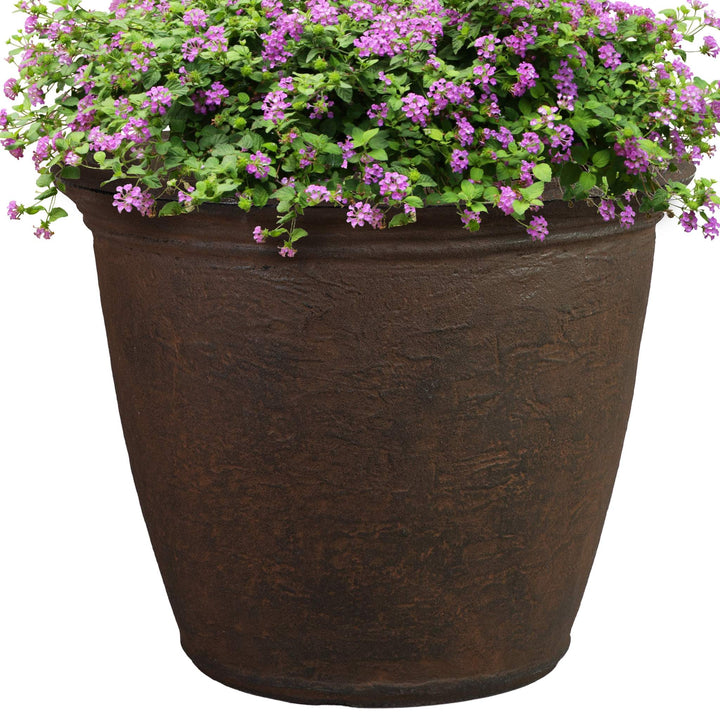 Anjelica Polyresin Large Round Outdoor Planter