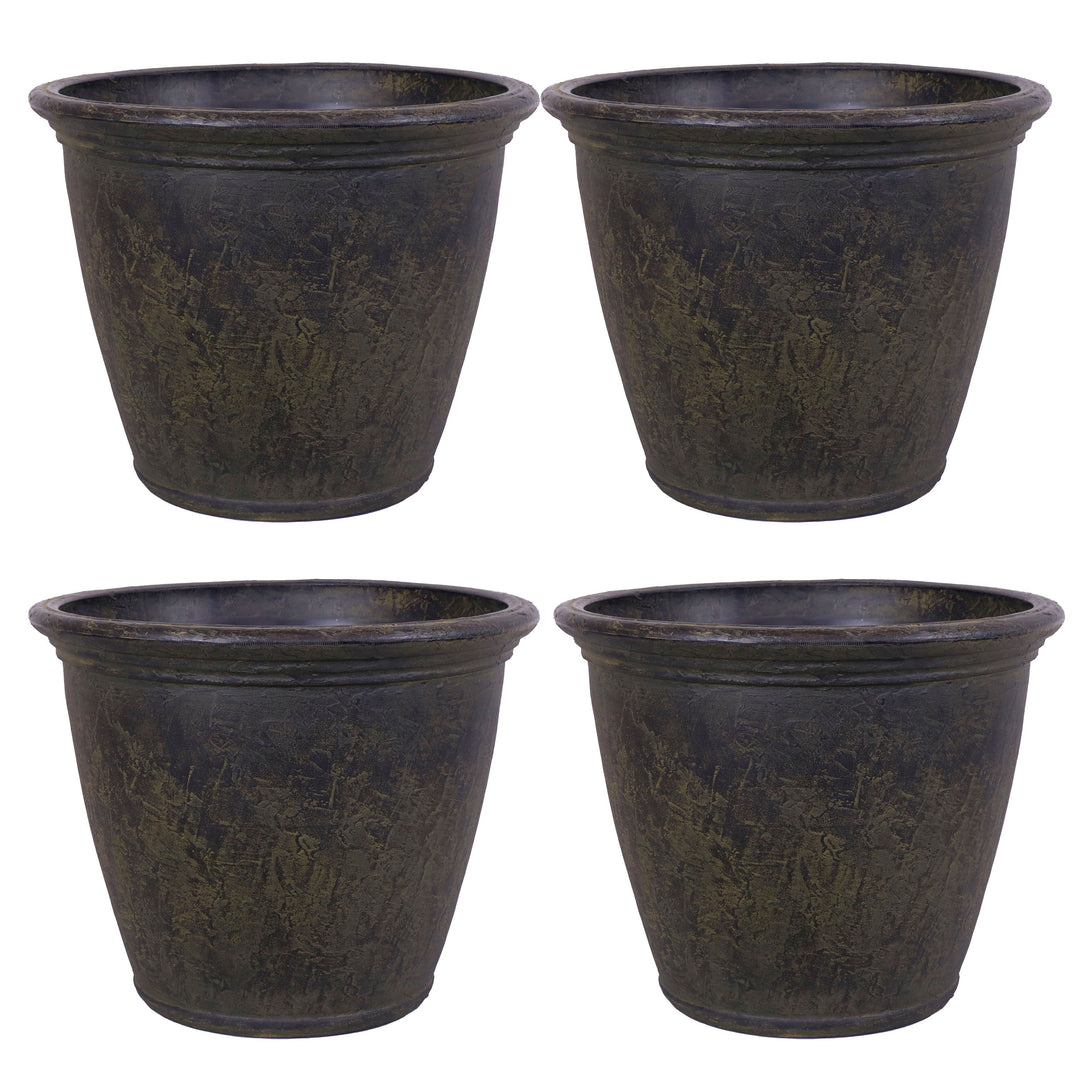 Anjelica Polyresin Large Round Outdoor Planter