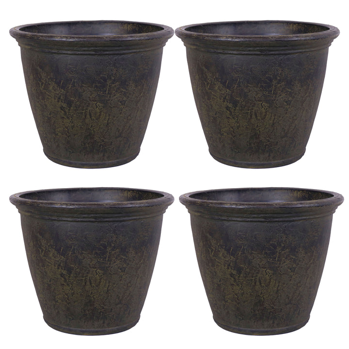 Anjelica Polyresin Large Round Outdoor Planter