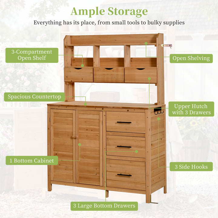 TOPMAX Farmhouse Patio Potting Bench with Storage and Workstation