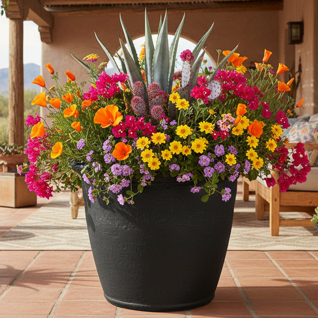 Anjelica Polyresin Large Round Outdoor Planter