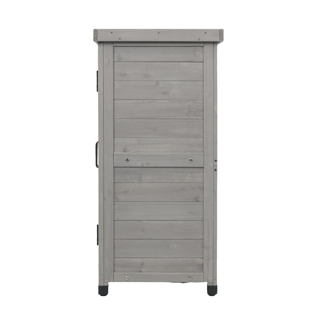 Potting Bench With Storage Cabinet And Metal Table Top For Outdoor