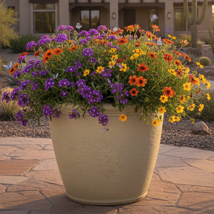 Anjelica Polyresin Large Round Outdoor Planter